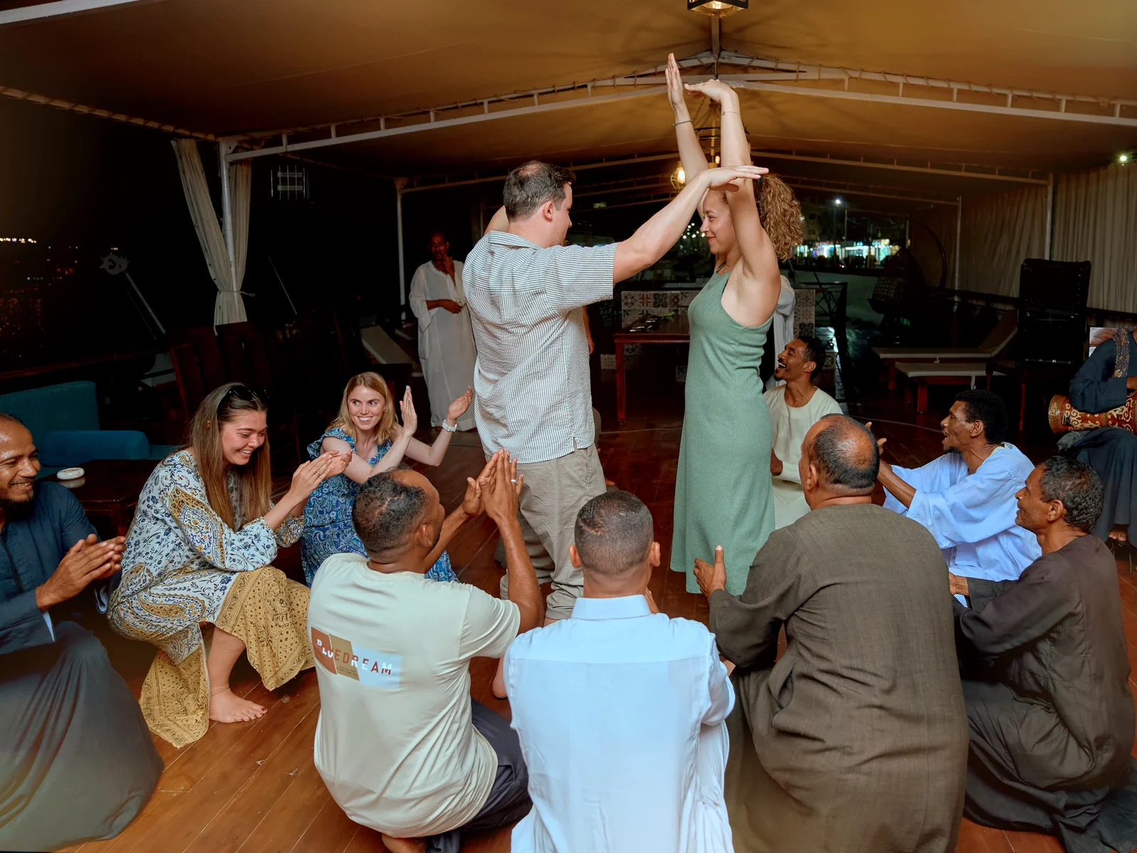 Guests sharing an evening activity aboard Fatima Dahabeya